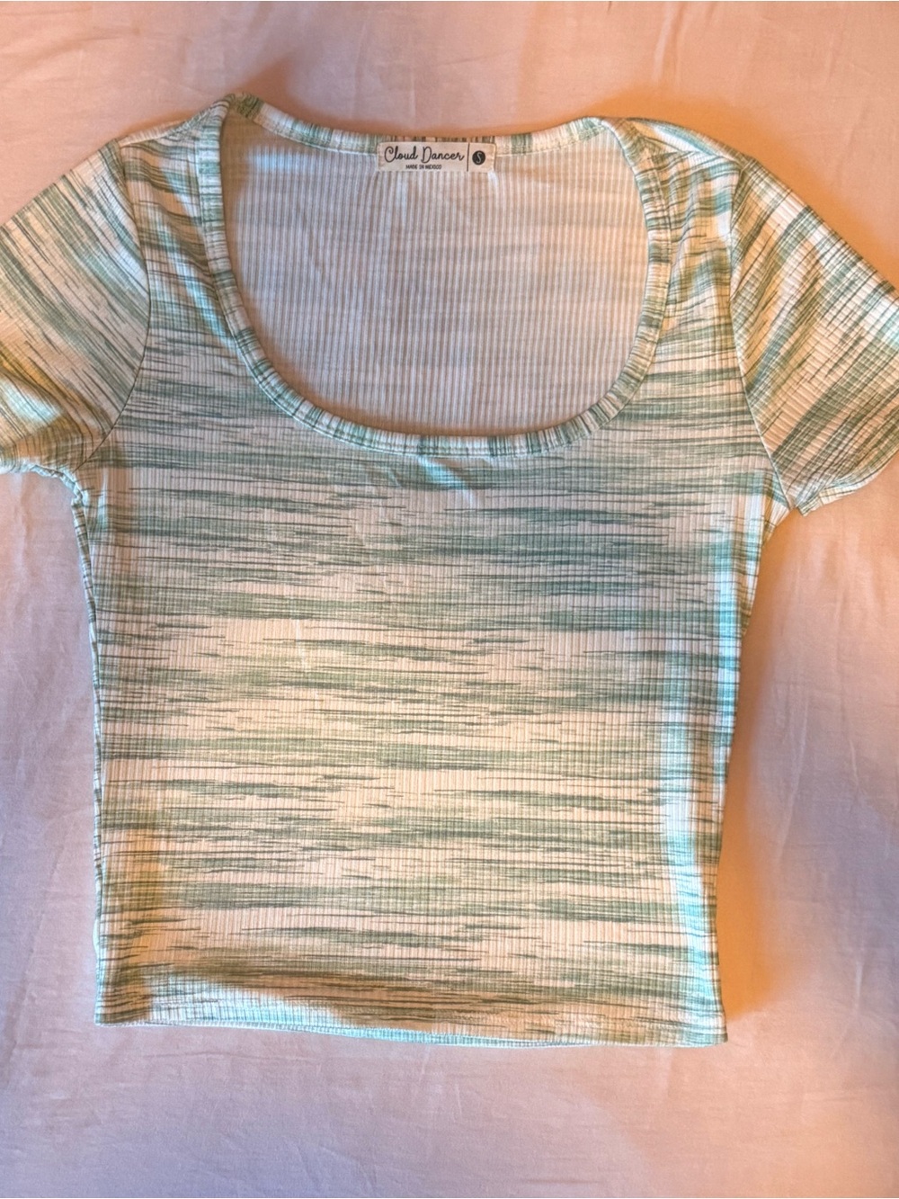 Cloud Dancer Green Space Dye Ribbed Top